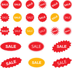 Stickers for Sale shop product tags, new labels or sale badges and banners vector sticker icons templates.
