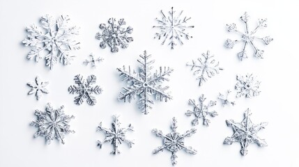 Fototapeta premium silver snowflakes christmas decoration isolated on white