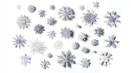 silver snowflakes christmas decoration isolated on white