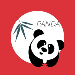 Silhouette of panda in circle. Flat vector illustration.