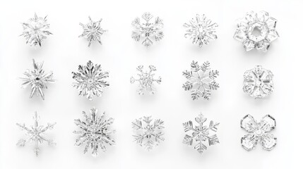 silver snowflakes christmas decoration isolated on white