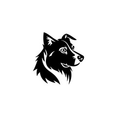 Silhouette Dog Head Logotype Vector Illustration, Husky dog Head portrait Silhouette vector, dog head front view black and white two colors silhouette, Husky mascot, dog head icon silhouette vector