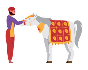 man and hindu horse