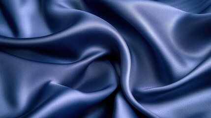 Obraz premium A close-up of smooth, dark blue satin fabric, showcasing its texture and sheen.