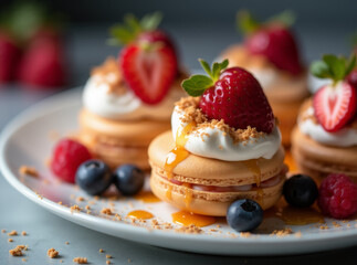 Toffee Eton Mess Macarons,  Fusion menu ideas, desserts foods fusion 
