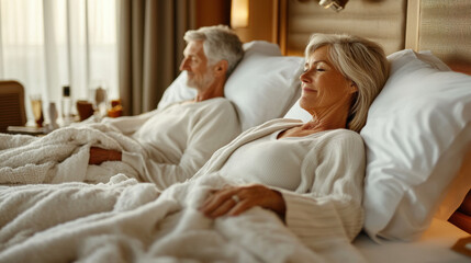 Fototapeta premium Senior Couple Relaxing in Luxurious Spa Environment for Wellness Retreat. Generative ai