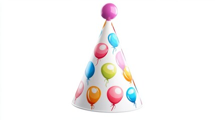Colorful birthday party hat isolated on white