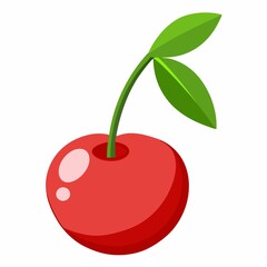 red cherry with leaf