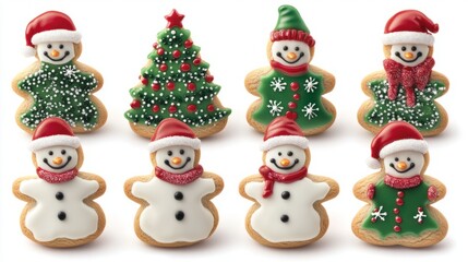 set of christmas cookies isolated on white
