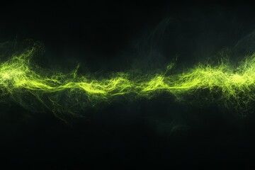 Abstract green light trails swirling across a dark background, creating a sense of energy and dynamism in a visually captivating digital artwork