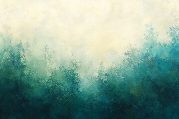 Obraz premium Abstract Landscape Painting Featuring Soft Turquoise and Cream Hues with a Textured Background Suggesting a Serene Natural Environment
