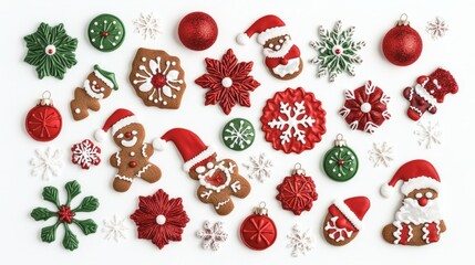 set of christmas cookies isolated on white