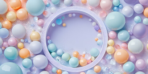 Pastel colored spherical shapes composition abstract art playful dreamy design colorful decorative image