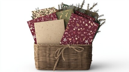 Festive Collection of Handmade Holiday Cards in 3D Render Illustration on Isolated White Background with Ultra-Detailed Textures and Embellishments