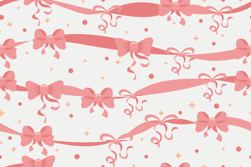 gift ribbon seamless pattern in vector for background,fabric,wrapping,etc