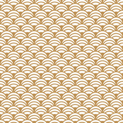 Japanese seamless pattern of gold waves on white background. Asian traditional texture. Luxury geometric design for textile, clothing, fabric decor, wallpaper
