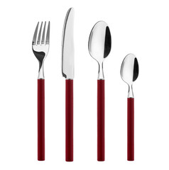 Red. Spoon and folk isolated  on white background