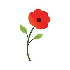 A poppy sit on the tree branch vector illustration