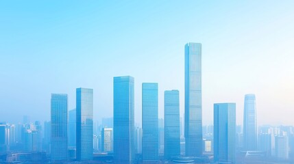 Obraz premium Dynamic Urban Skyline, a vibrant modern cityscape showcasing towering architecture, bustling streets, and the energetic pulse of urban life in a contemporary setting.