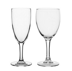 Collage two empty wineglass, isolated on white background