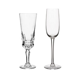 Transparent wine glass isolated on white background