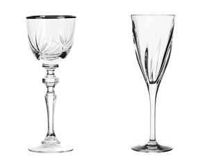 Collage of different two wineglass isolated on white background