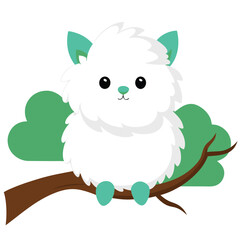 A fluff sit on the tree branch vector illustration