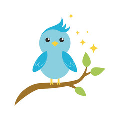 A twinkle sit on the tree branch vector illustration.