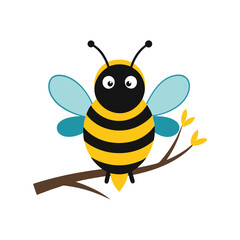 A bumble sit on the tree branch vector illustration.