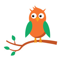 A doodle sit on the tree branch vector illustration