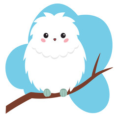 A fluff sit on the tree branch vector illustration