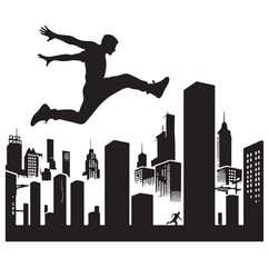 PARKOUR player silhouette vector illustration