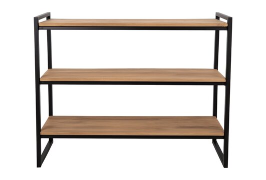 recommend clip art: Three-tier industrial storage shelf image isolated transparent. Natural wood and black metal frame furniture cut out photo png. Open shelving unit cutout element object photography