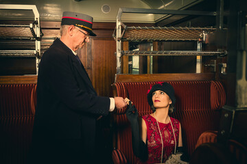 Vintage train conductor in 1920