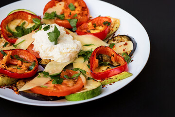 Grilled Vegetable Salad with Cream Cheese / Kajmak and Fresh Herbs
