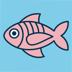 Abstract fish line art design with minimalist style for marine and aquatic themes