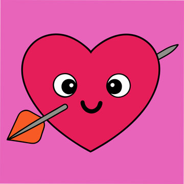 Valentine&rsquo;s Day Heart with Arrow Vector Design in Romantic Style