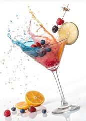 cocktail with splash and fruits