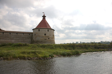 Russia Saint Petersburg Shlisselburg on a cloudy summer day