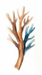 Obraz premium A watercolor depiction of a tree branch with a blend of warm and cool colors, showcasing nature's beauty through artistic expression.