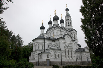 Russia Leningrad region Zelenogorsk Church of the Kazan Icon of the Mother of God on a cloudy...