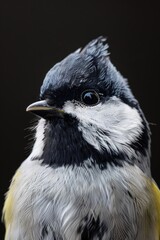 A close-up shot of a bird perched on a black background, great for abstract designs or as a symbol