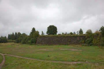 Russia Leningrad region Vyborg park Mon Repos on a cloudy summer day