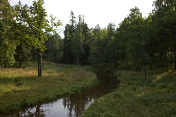 Russia Leningrad region palace complex Oranienbaum view on a cloudy summer day