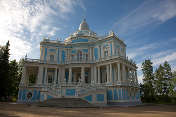 Fototapeta premium Russia Leningrad region palace complex Oranienbaum view on a cloudy summer day