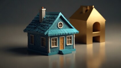3D illustration of a mortgage symbol.