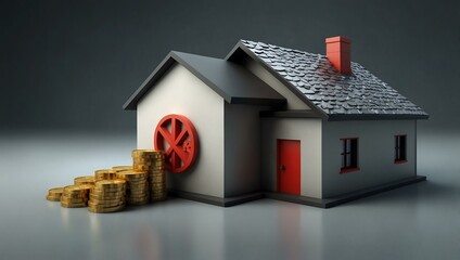 3D illustration of a mortgage symbol.