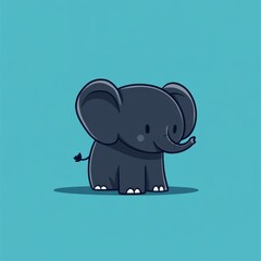 Fototapeta premium Elephante, doodly style , minimalist design, flat color illustration, bold black and white thick line style