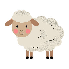 Cartoon cute sheep. Farm animals. Childish illustration. Kids style