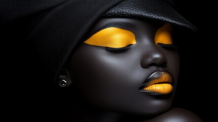 Face, yellow, black , beautiful , minimalism